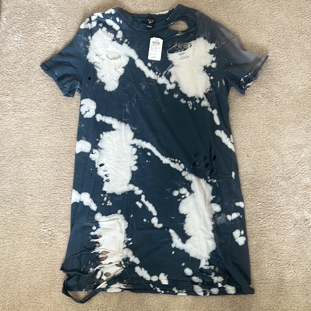 Distressed Tie-dye mini dress